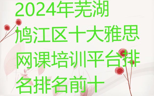 十大2024年芜湖鸠江区十大雅思网课培训平台排名排名前十排行榜