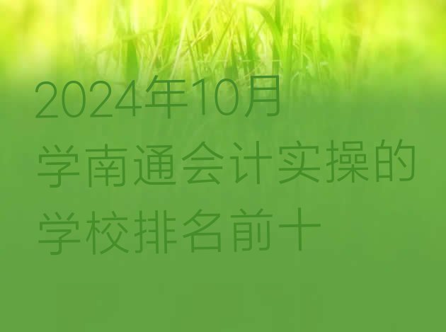 十大2024年10月学南通会计实操的学校排名前十排行榜