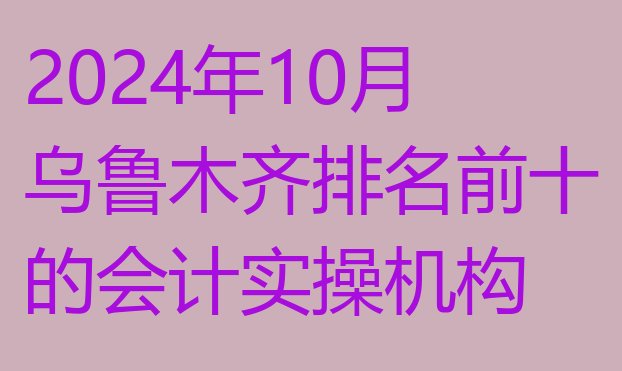 十大2024年10月乌鲁木齐排名前十的会计实操机构 排行榜