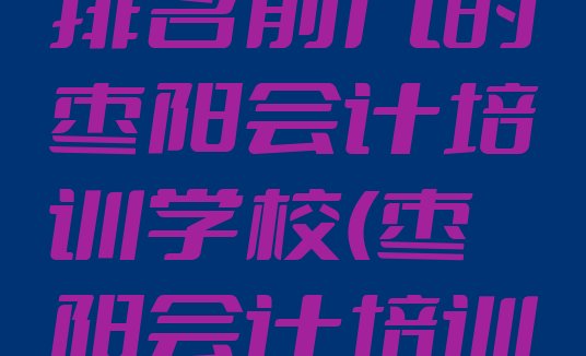 十大2024年排名前几的枣阳会计培训学校(枣阳会计培训学校位置)排行榜