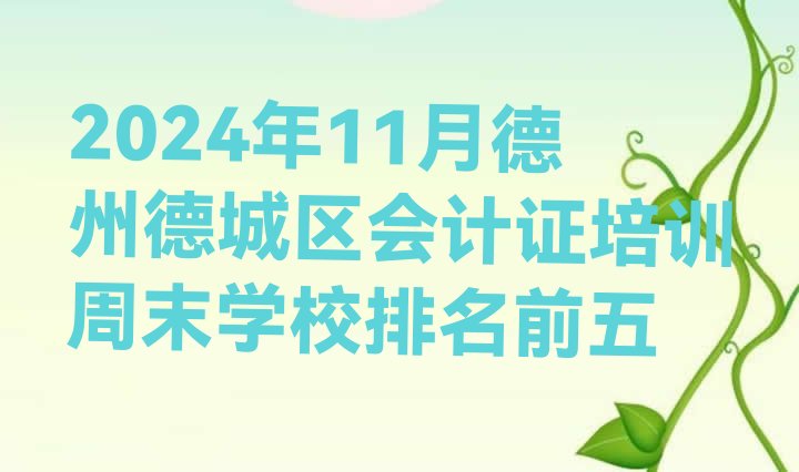 十大2024年11月德州德城区会计证培训周末学校排名前五排行榜