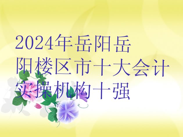 十大2024年岳阳岳阳楼区市十大会计实操机构十强排行榜