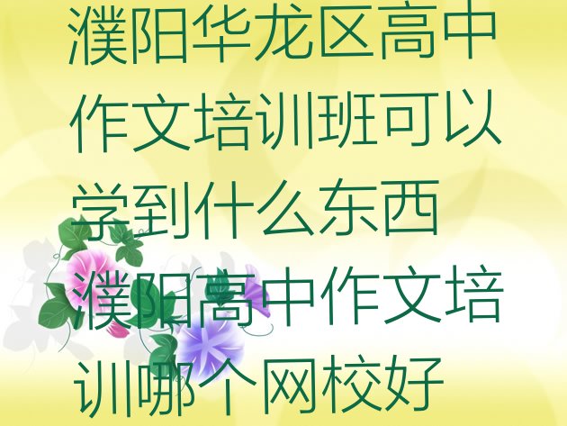 十大濮阳华龙区高中作文培训班可以学到什么东西 濮阳高中作文培训哪个网校好排行榜