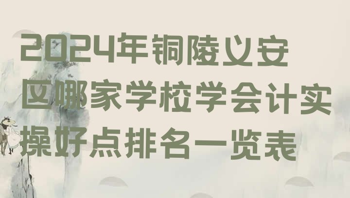 十大2024年铜陵义安区哪家学校学会计实操好点排名一览表排行榜