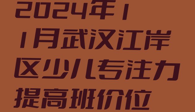 十大2024年11月武汉江岸区少儿专注力提高班价位排行榜