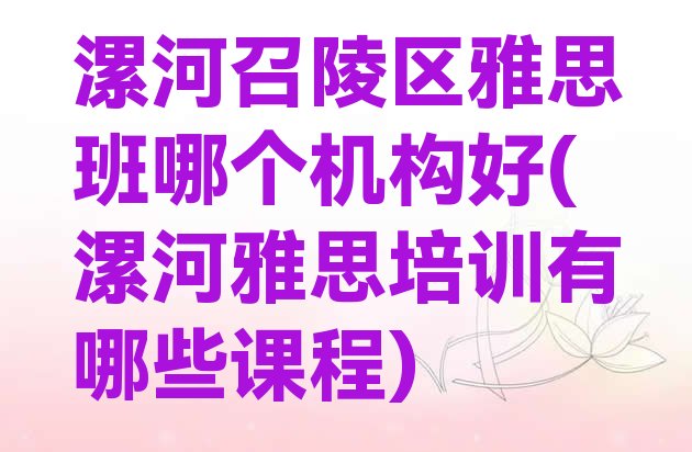 漯河召陵区雅思班哪个机构好(漯河雅思培训有哪些课程)”