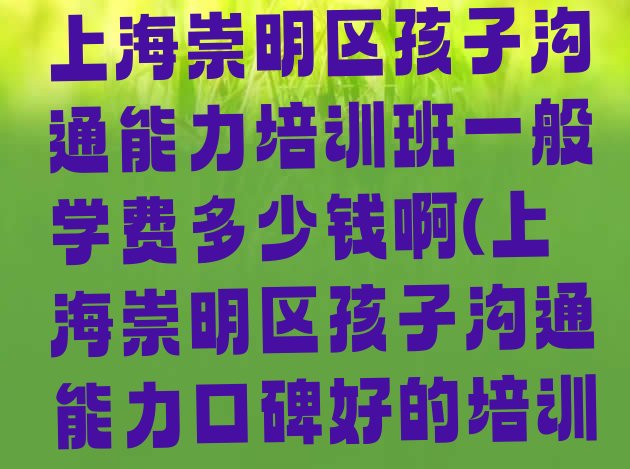 2024年11月上海崇明区孩子沟通能力培训班一般学费多少钱啊(上海崇明区孩子沟通能力口碑好的培训学校)”