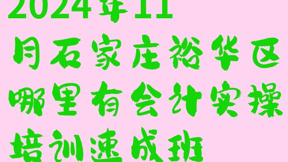 2024年11月石家庄裕华区哪里有会计实操培训速成班”