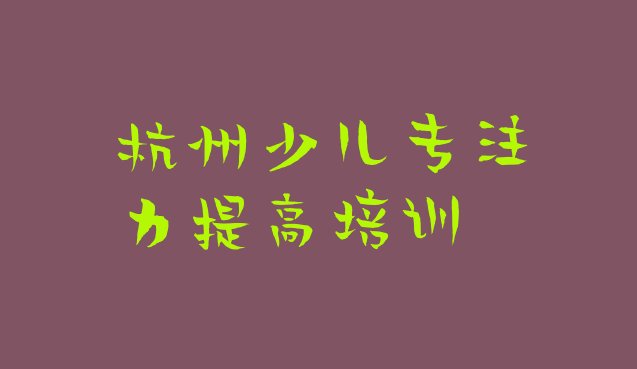 2024年杭州十大少儿专注力提高排名”