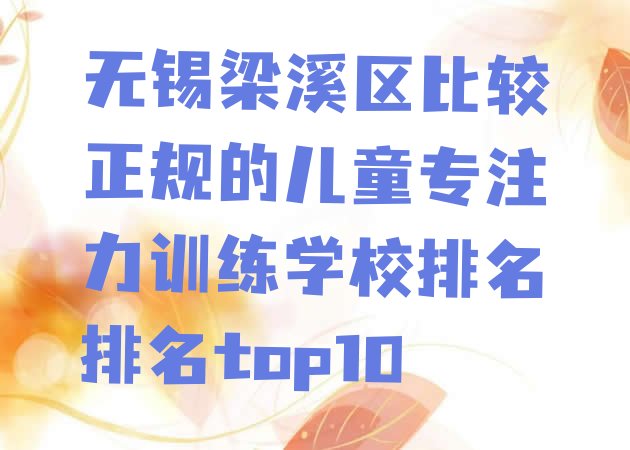 无锡梁溪区比较正规的儿童专注力训练学校排名排名top10”