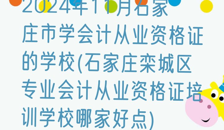 2024年11月石家庄市学会计从业资格证的学校(石家庄栾城区专业会计从业资格证培训学校哪家好点)”