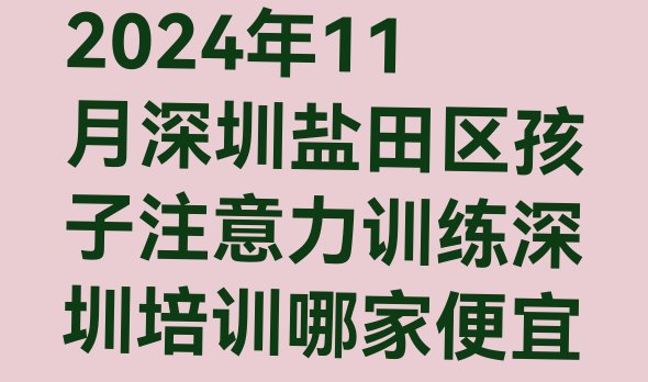 2024年11月深圳盐田区孩子注意力训练深圳培训哪家便宜”