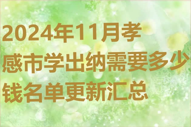 2024年11月孝感市学出纳需要多少钱名单更新汇总”