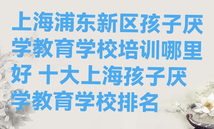 上海浦东新区孩子厌学教育学校培训哪里好 十大上海孩子厌学教育学校排名”