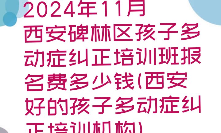 2024年11月西安碑林区孩子多动症纠正培训班报名费多少钱(西安好的孩子多动症纠正培训机构)”