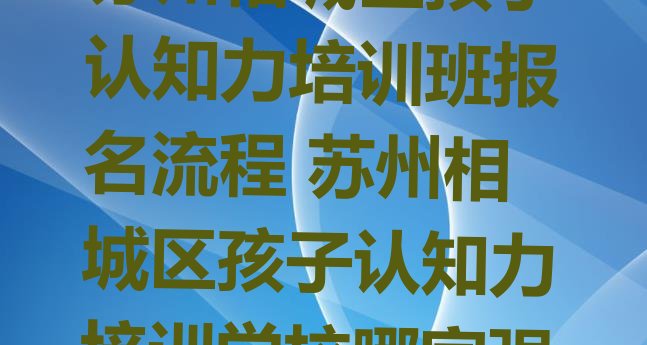 十大苏州相城区孩子认知力培训班报名流程 苏州相城区孩子认知力培训学校哪家强排行榜