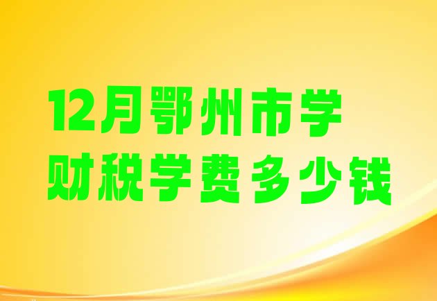 12月鄂州市学财税学费多少钱”