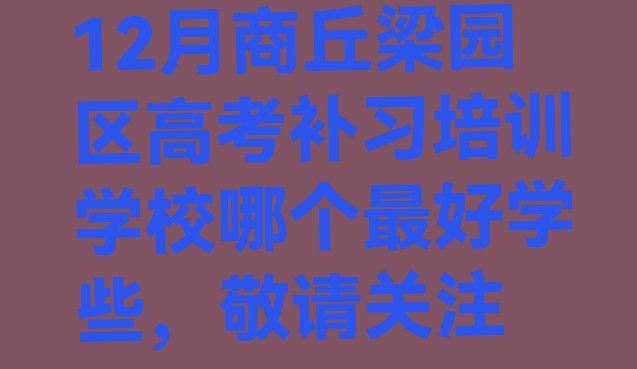 12月商丘梁园区高考补习培训学校哪个最好学些，敬请关注”