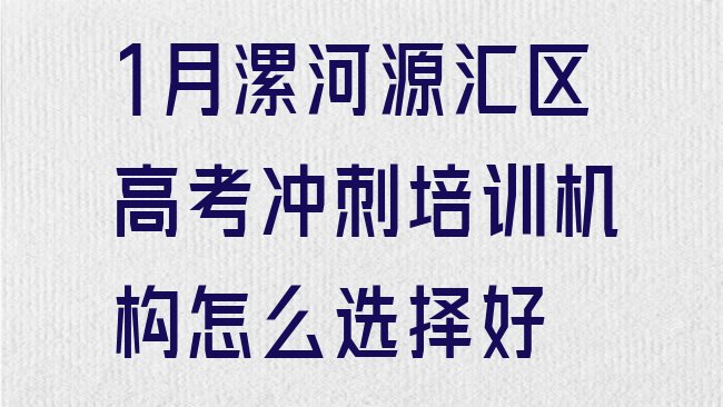 十大1月漯河源汇区高考冲刺培训机构怎么选择好排行榜